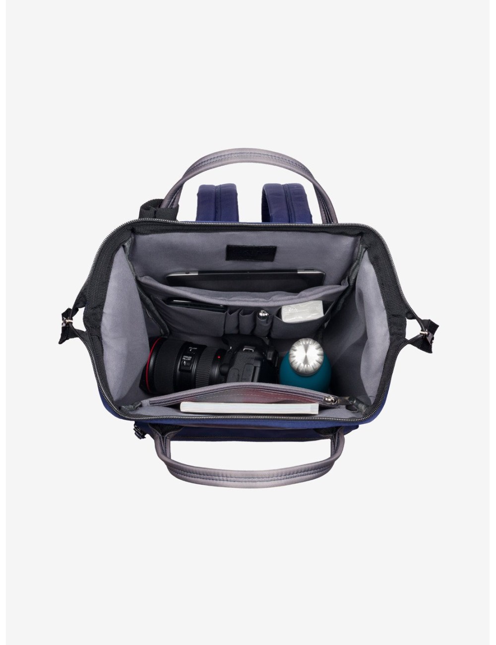 Marea Blu Navy Grigio Zaino Borsa Tessuto Riciclato Idrorepellente