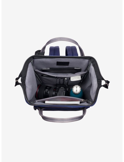 Marea Blu Navy Grigio Zaino Borsa Tessuto Riciclato Idrorepellente