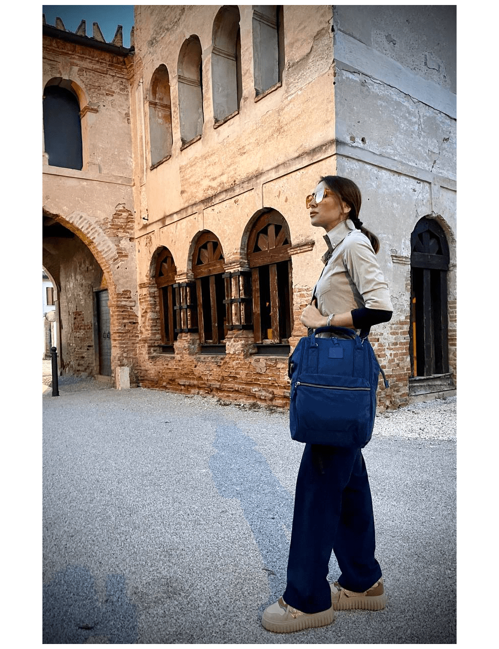Casanova Blu Navy Zaino Borsa Tessuto Riciclato Idrorepellente