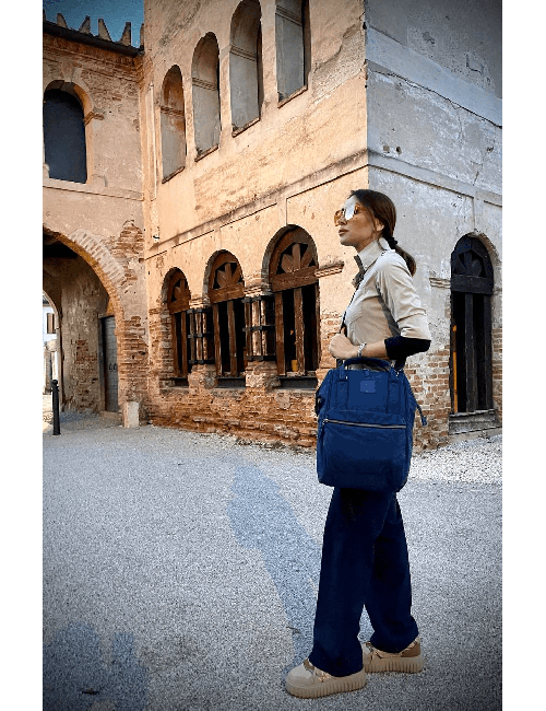 Casanova Blu Navy Zaino Borsa Tessuto Riciclato Idrorepellente