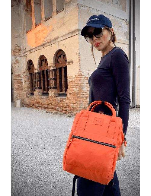Calle Arancio Zaino Borsa Tessuto Riciclato Idrorepellente