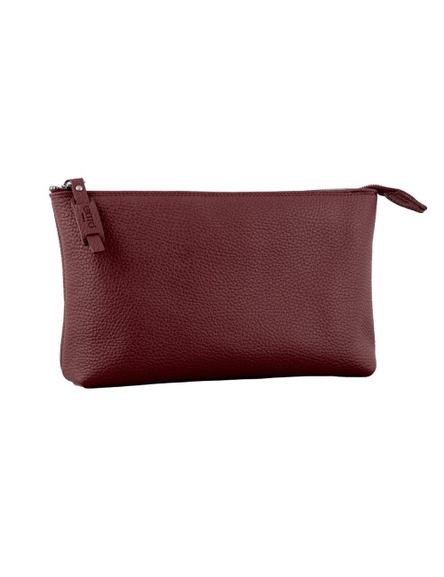 Pouch in Vera Pelle Italiana Artigianale Bordeaux– Lavorazione a Mano a Venezia 25x15x7 Cm