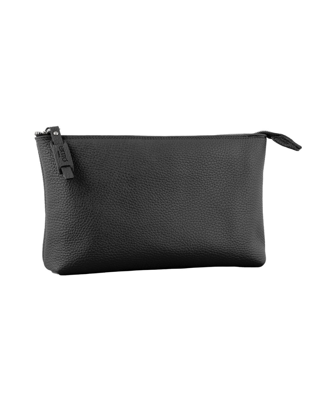 Pouch in Vera Pelle Italiana Artigianale Nera– Lavorazione a Mano a Venezia 25x15x7 Cm