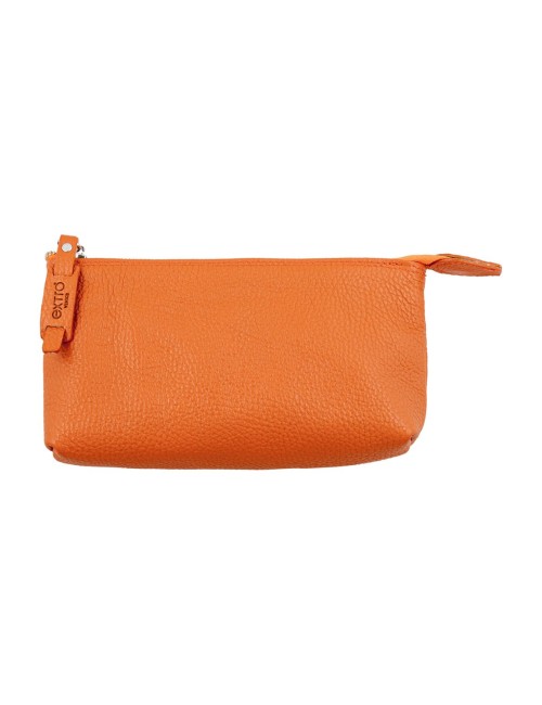 Pouch in Vera Pelle Italiana Artigianale Arancione – Lavorazione a Mano a Venezia 21 X 12 X 5,5 Cm