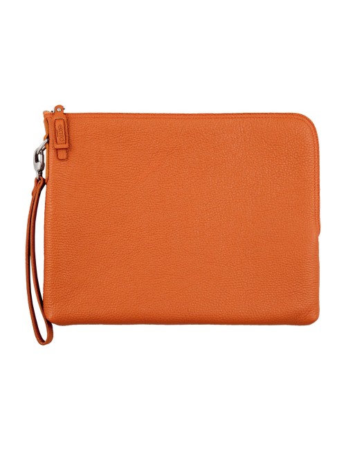 Porta Pc in Vera Pelle Italiana Realizzata a Mano in Venezia - Arancio 32 × 25 × 2,5 Cm