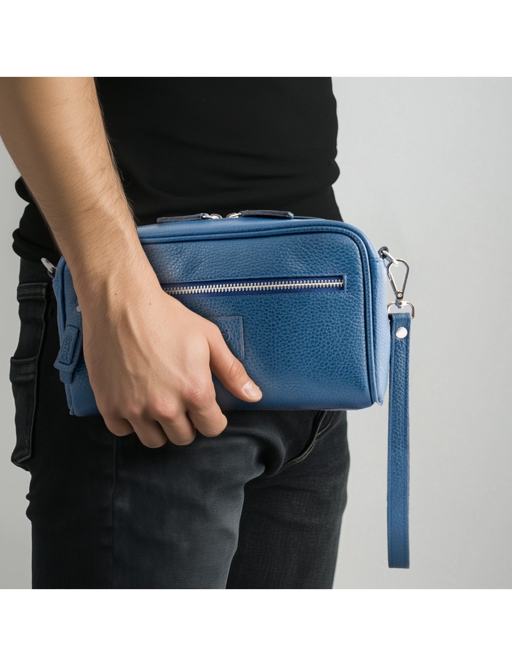 Pochette in Pelle Blu – Made in Italy
