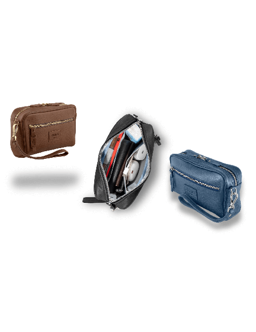 Pochette in Pelle Blu – Made in Italy