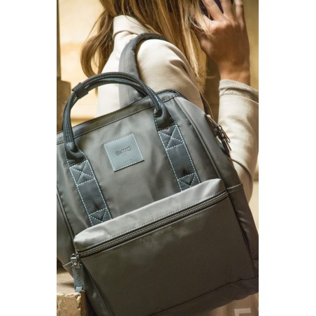 Borsa Zaino Grigio Cuciture Azzurre Metropolitan Collection 20 lt